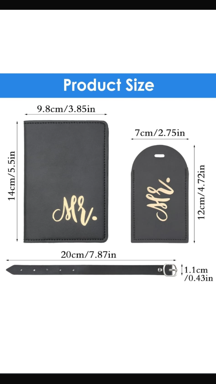Mr. & Mrs. Luggage Tag and Passport Cover - Image 6
