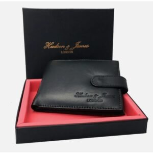 Hudson James Men Designer Leather Wallet RFID Safe ID Protection Contactless Card Blocking