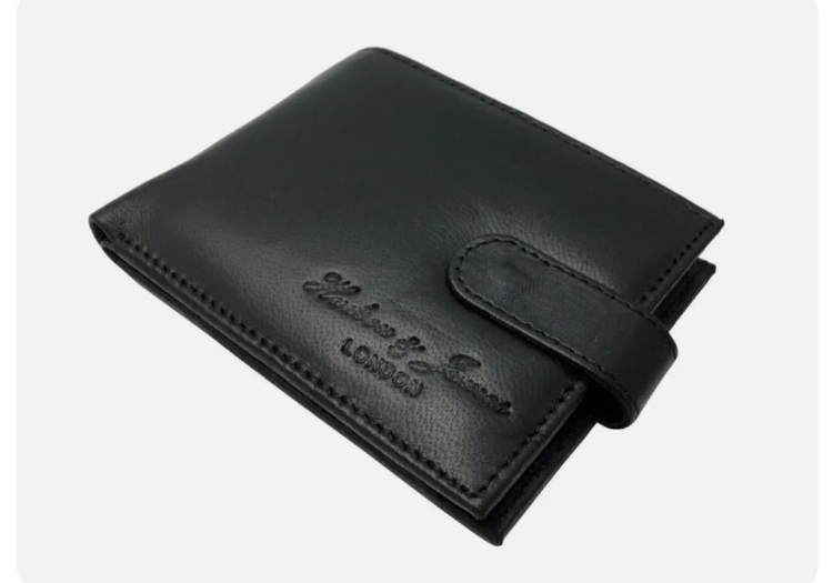 Hudson James Men Designer Leather Wallet RFID Safe ID Protection Contactless Card Blocking - Image 2