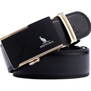 SAN VITALE Men Genuine Leather Belt - Black