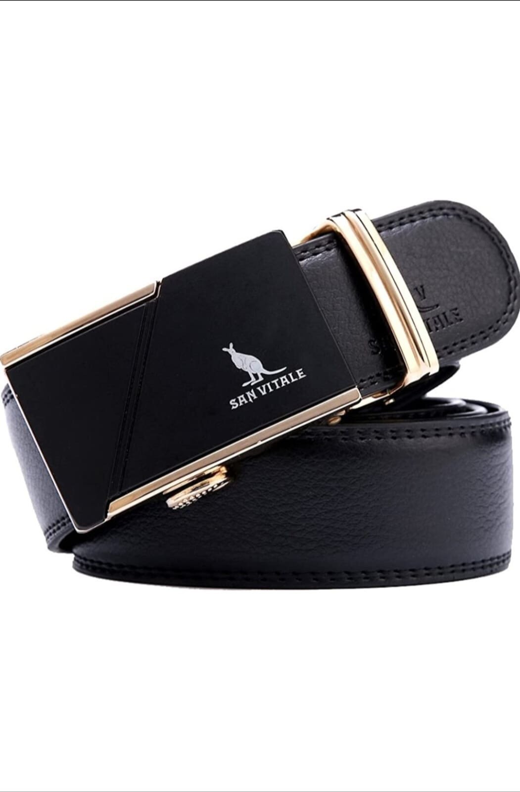 SAN VITALE Men Genuine Leather Belt - Black
