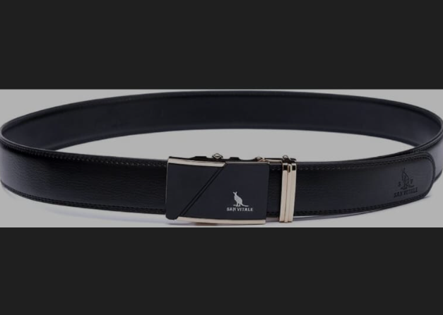 SAN VITALE Men Genuine Leather Belt - Black - Image 2