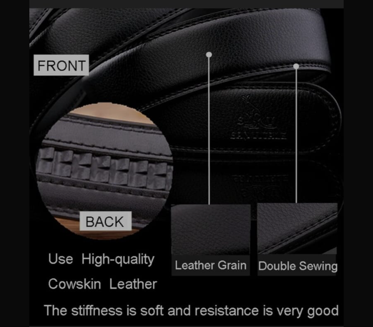 SAN VITALE Men Genuine Leather Belt - Black - Image 3