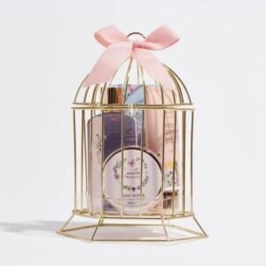 Midnight Bloom Bath Treats in a Rose Gold Coloured Bird Cage