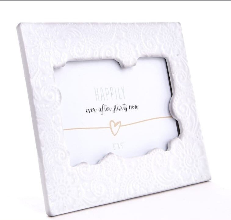 Happily Ever After Ceramic Floral Design Photo Frame