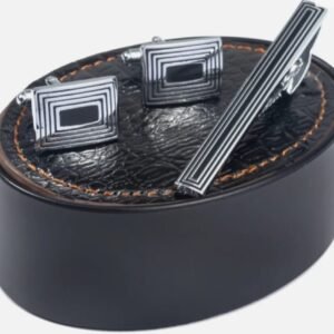 Silver Shirt Cufflinks Tie Pin Clip Set