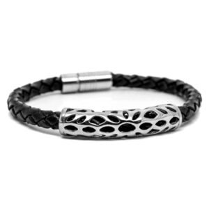 Equilibrium Men's Filigree Leather Bracelet